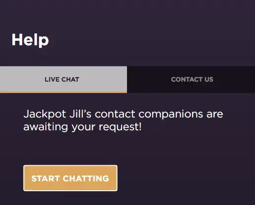 Support chat at JackpotJill Casino